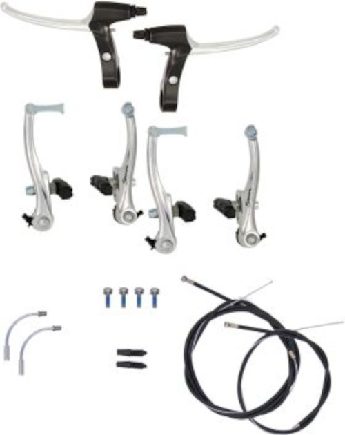 Saccon V-Brake Komplett Set silber (Hebel, Bremsen, Züge)